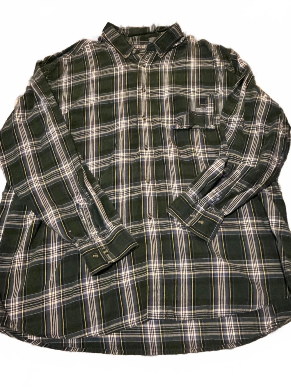 David Taylor XXL Green Blue Yellow Plaid Flannel Shirt 100% Cotton